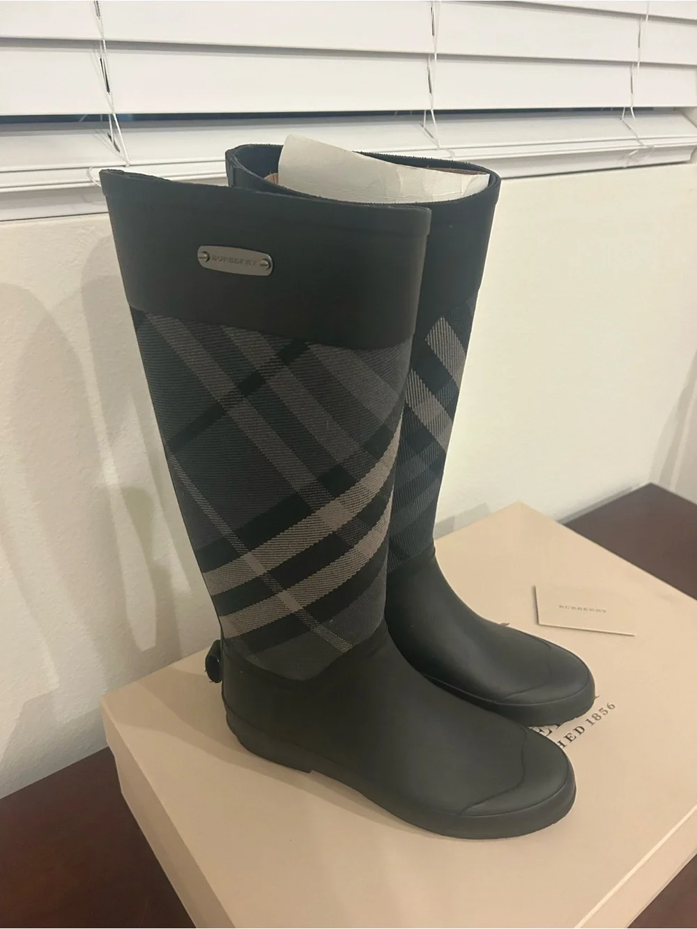 Burberry Charcoal Clemence Bimaterial Rainboot - Picture 4 of 8